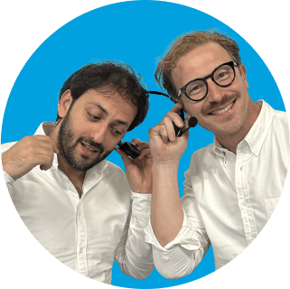 Two people with headsets